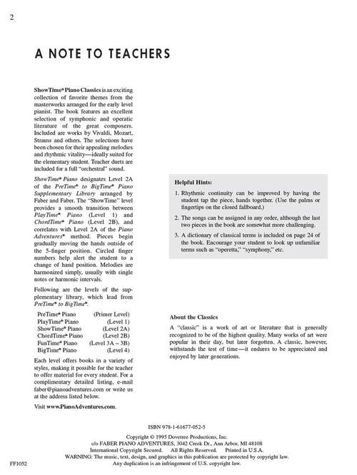 ShowTime Piano Classics Level 2A