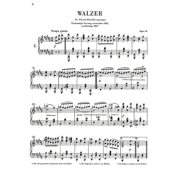 布拉姆斯 【原典版】華爾滋 作品39