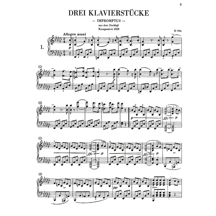 舒伯特【原典版】三首鋼琴作品遺作即興曲
