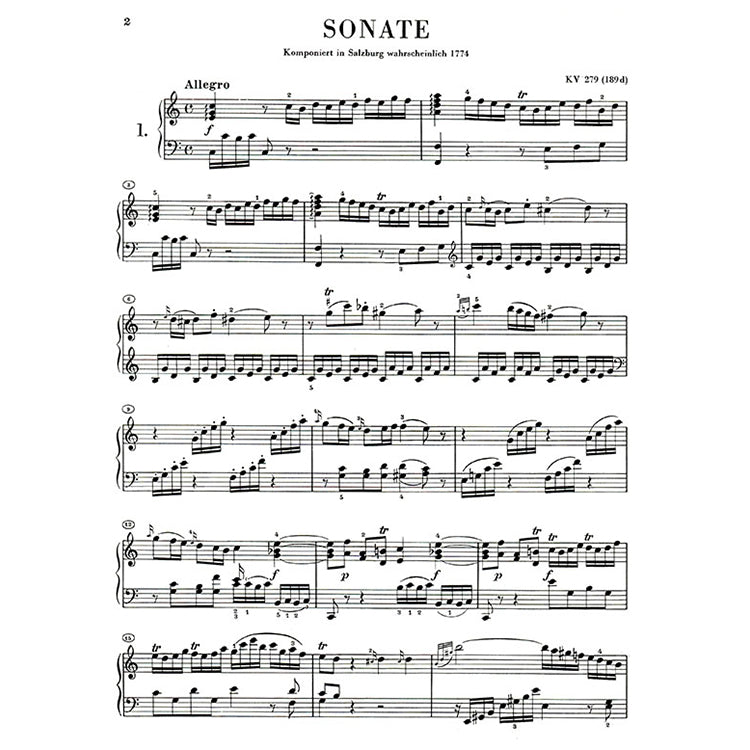 莫札特 【原典版】奏鳴曲 第一冊