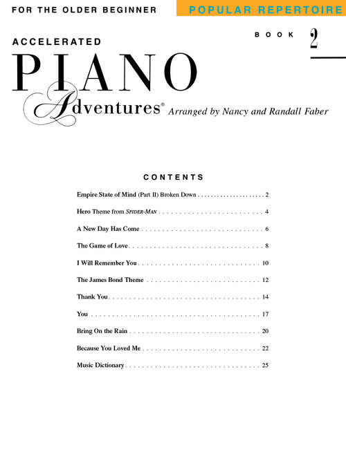 ACCELERATED PIANO ADVENTURES  POPULAR Rep. Book 2