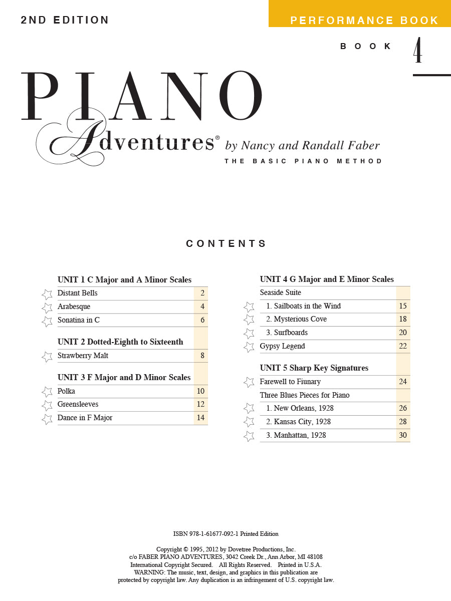 Piano Adventures Performance Book Level 4