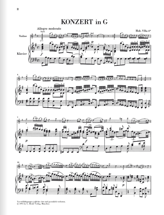 Haydn Violin Concerto G major Hob. VIIa:4*