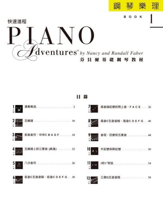 芬貝爾鋼琴基礎教材 快速進程1 樂理