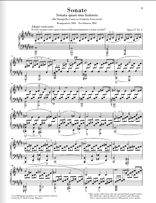 Beethoven Piano Sonata no. 14 c sharp minor op. 27 no. 2 (Moonlight)