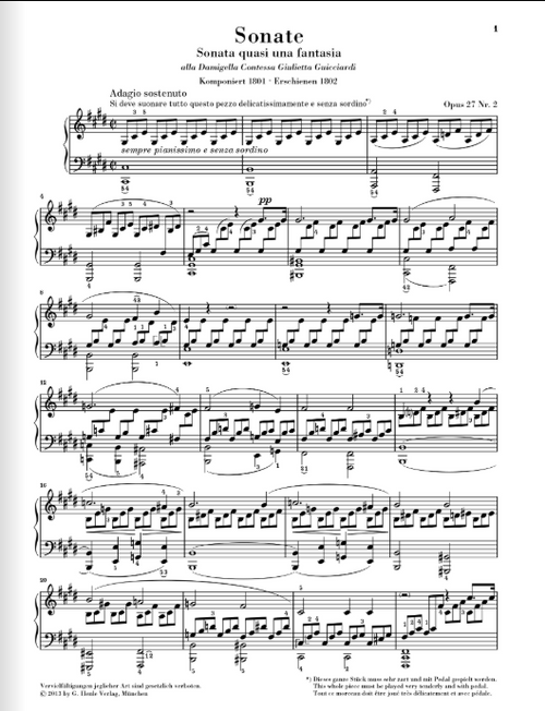 Beethoven Piano Sonata no. 14 c sharp minor op. 27 no. 2 (Moonlight)