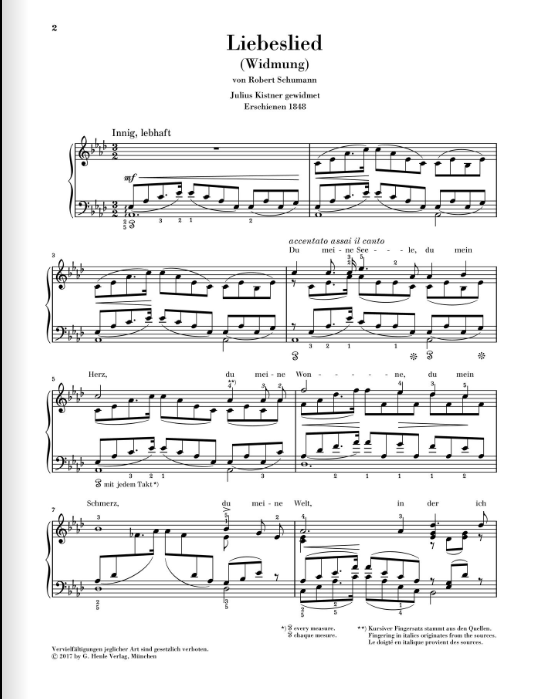 Liszt Love Song (Dedication) from Myrthen op. 25