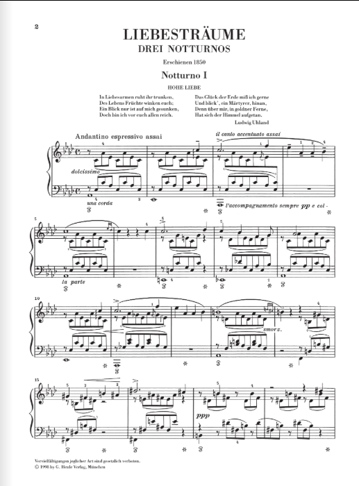Liszt Liebesträume, 3 Notturnos