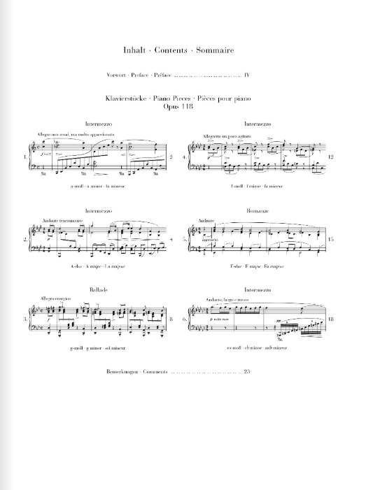 Brahms Piano Pieces op. 118