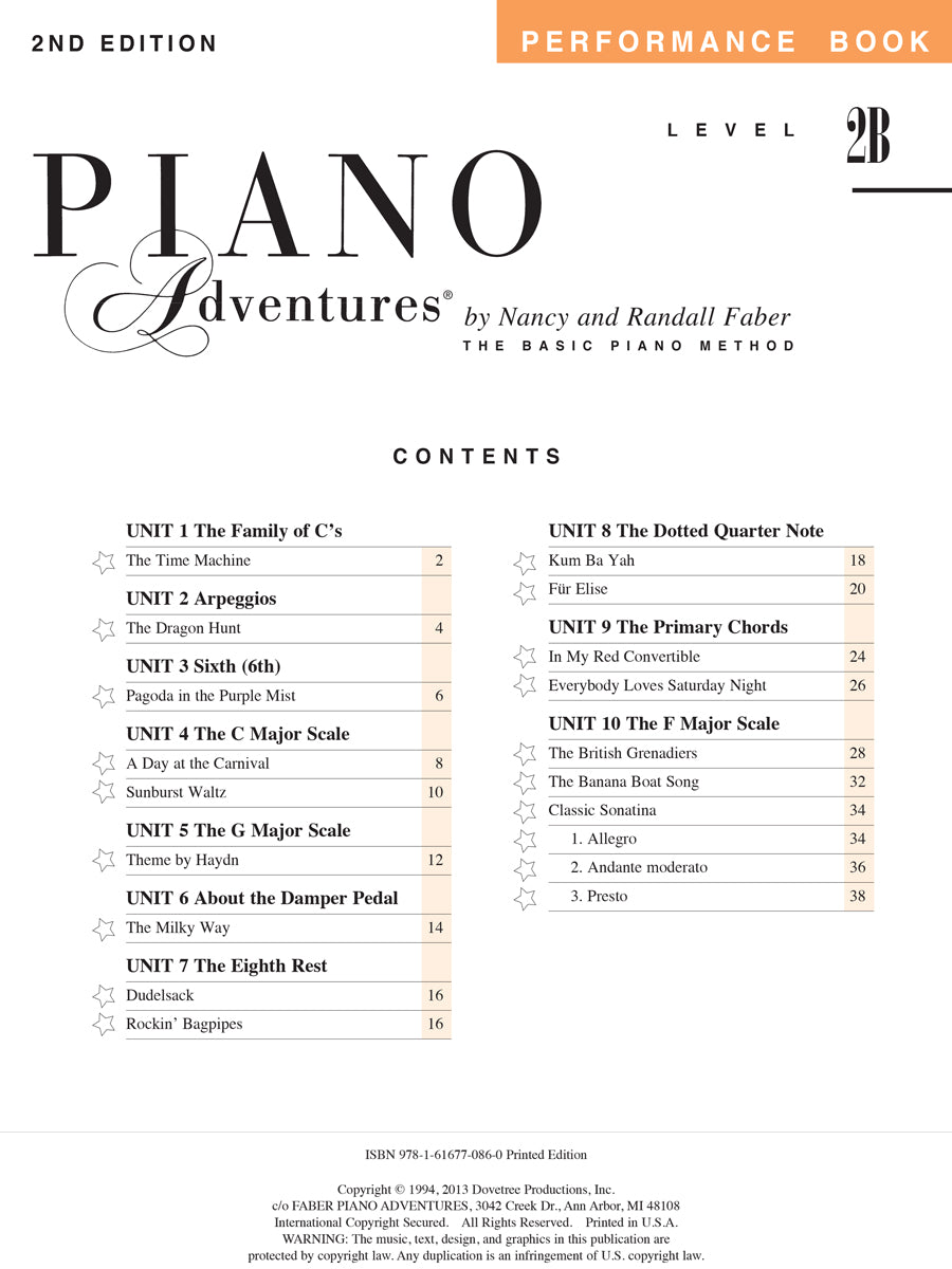 Piano Adventures Performance Book Level 2B