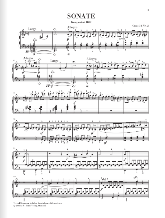 Beethoven Piano Sonata no. 17 d minor op. 31 no. 2 (Tempest)