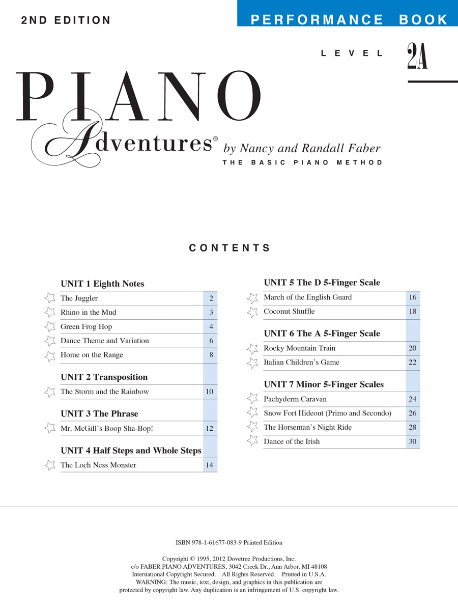 Piano Adventures Performance Book Level 2A