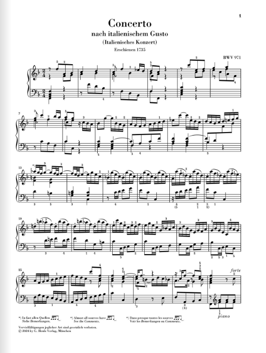 Bach Italian Concerto BWV 971