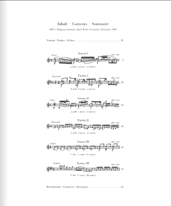 Bach Sonatas and Partitas BWV 1001-1006 for Violin solo