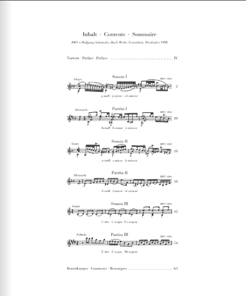 Bach Sonatas and Partitas BWV 1001-1006 for Violin solo