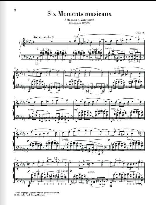 Rachmaninoff Six Moments musicaux op. 16