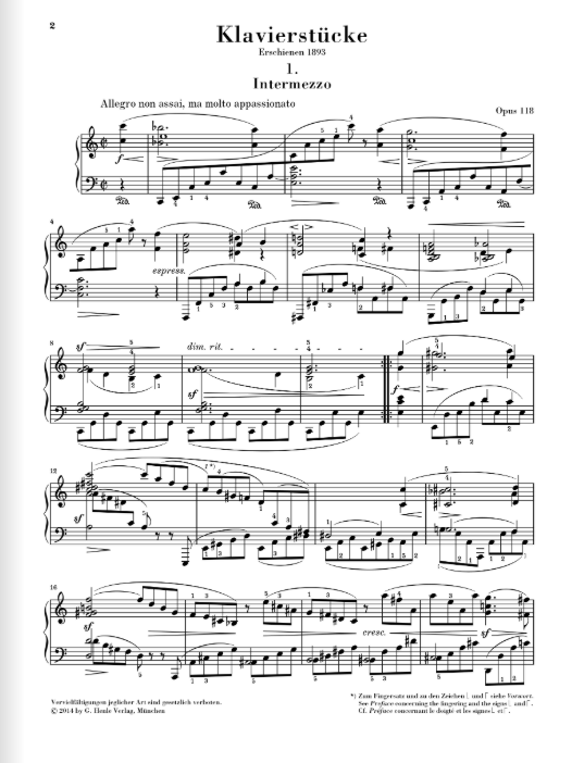 Brahms Piano Pieces op. 118
