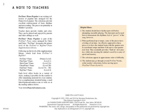 PreTime Piano Popular Primer Level