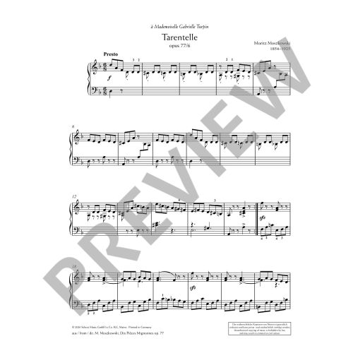 Moszkowski Tarantella No. 6 from "Dix Pièces Mignonnes"