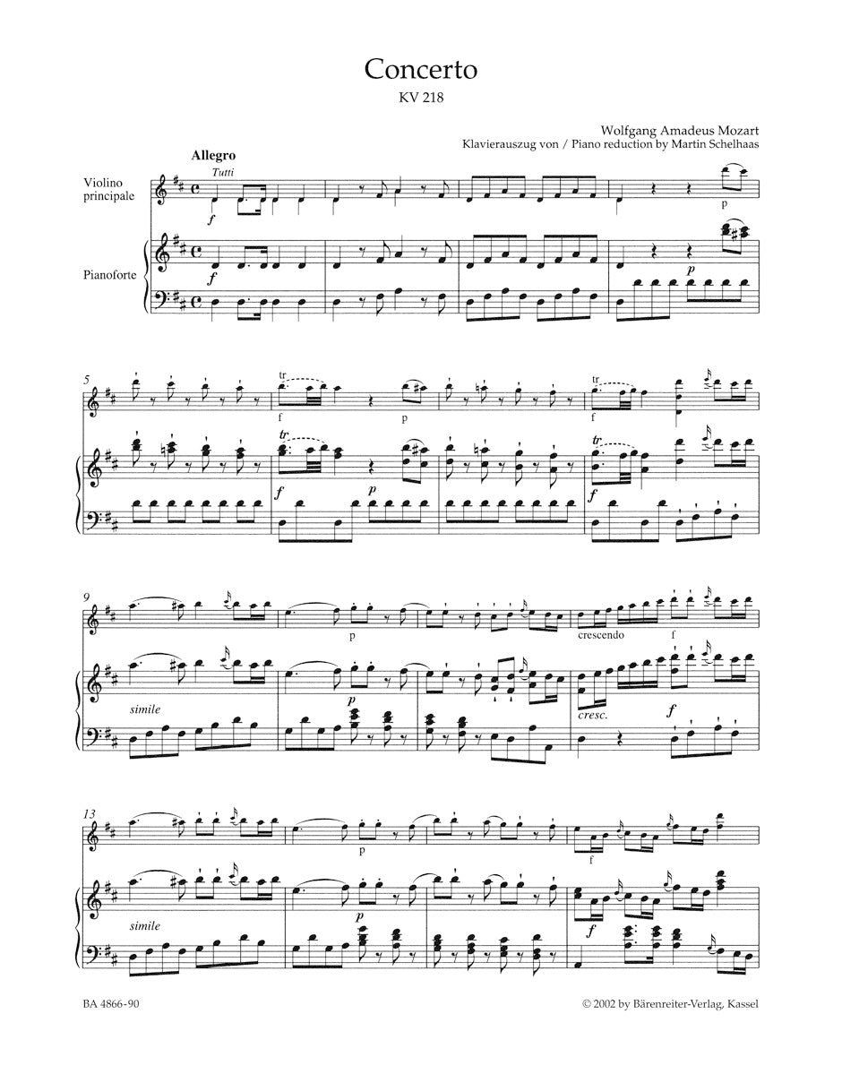Concerto for Violin and Orchestra no. 4 in D major K. 218