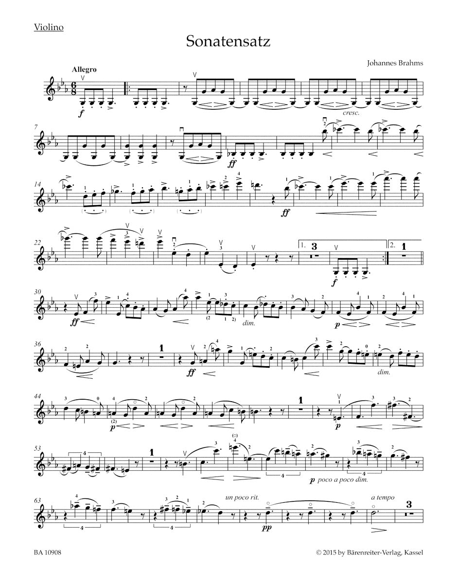 Sonata Movement from the F.A.E. Sonata for Violin and Piano in C minor WoO 2